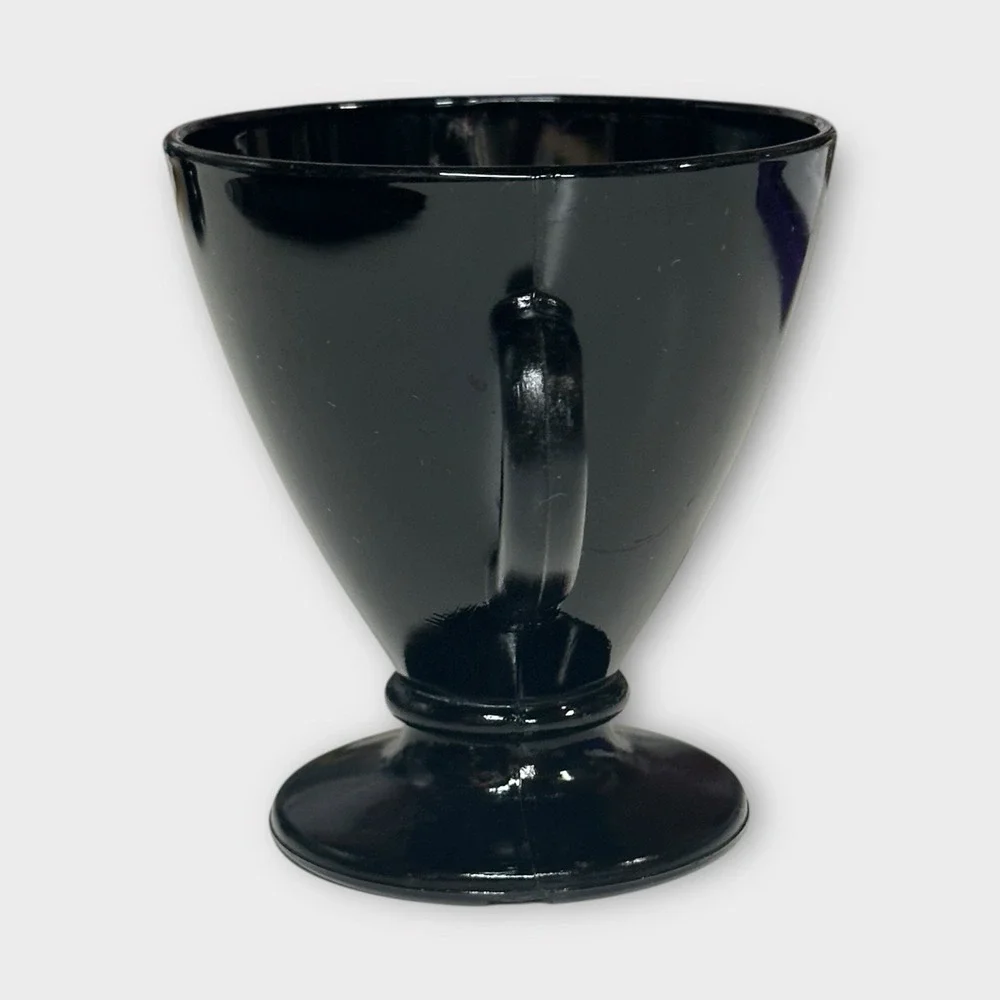 Hazel Atlas Ovide Black Open Sugar Bowl Double Handle Depression Glass 1930-1935